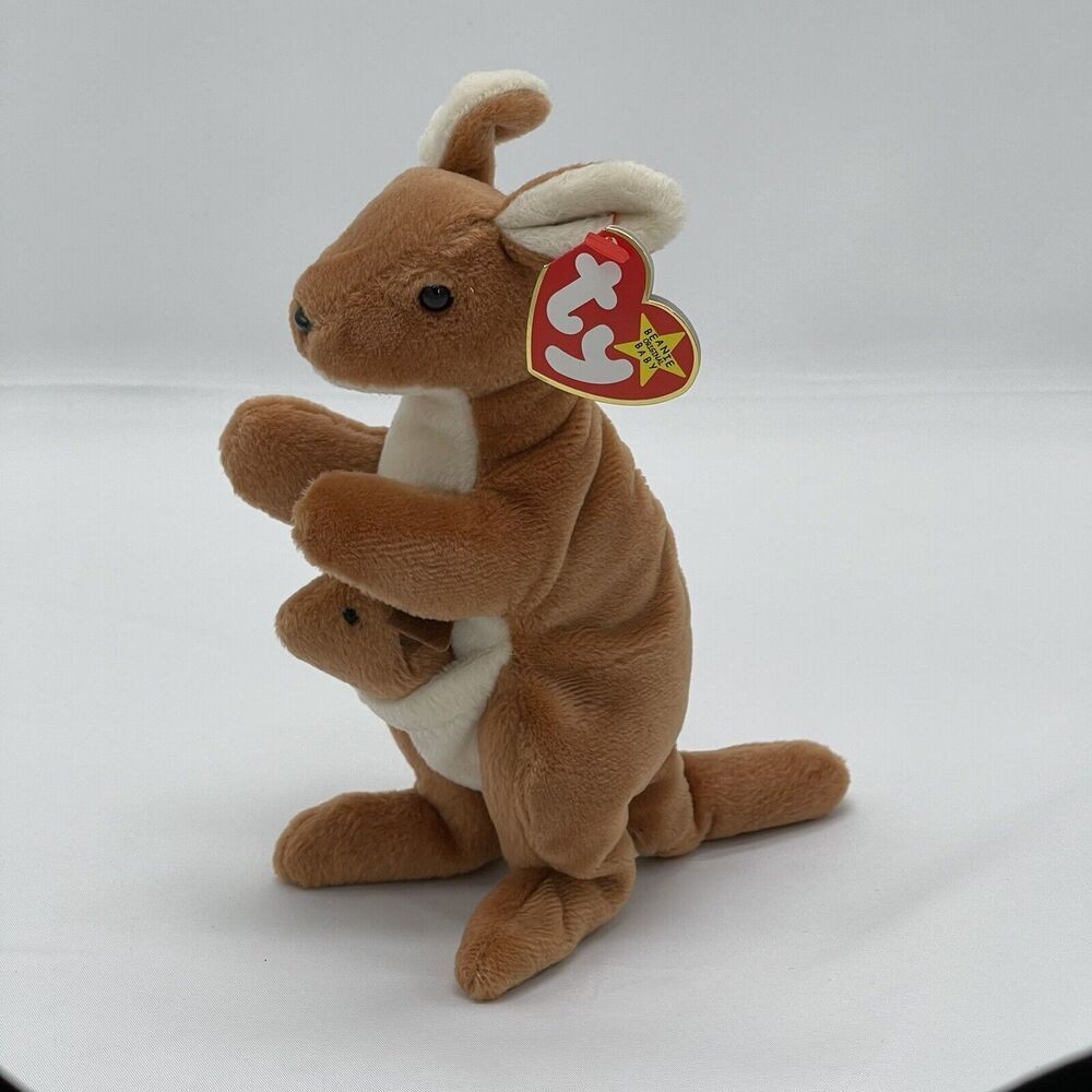 1996 Ty Beanie Baby Pouch Kangaroo PVC Pellets RETIRED Vintage 90's